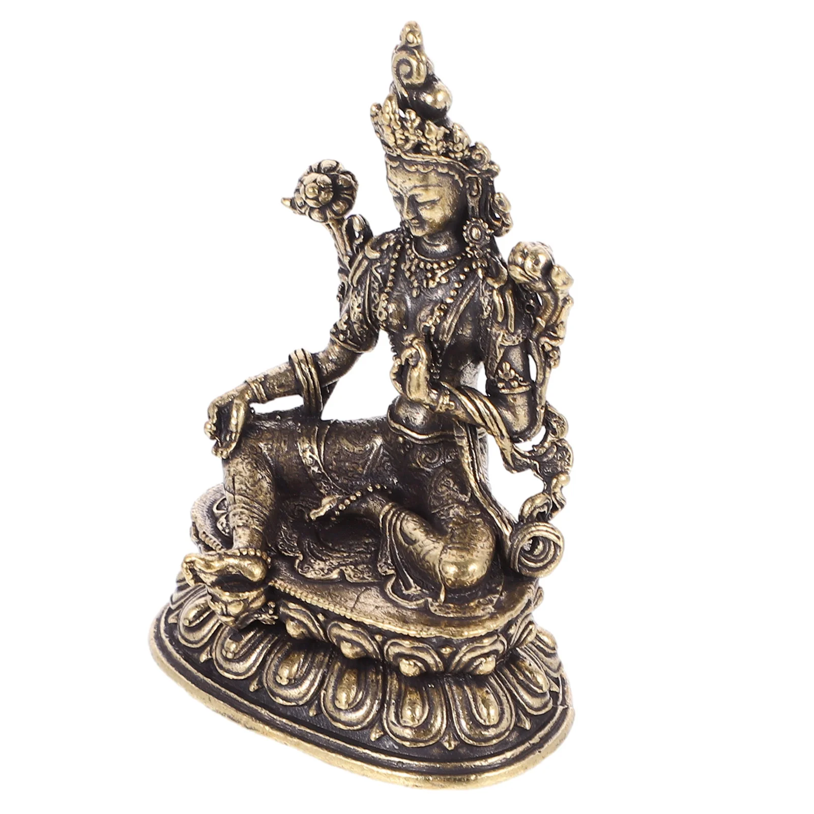 

Green Tara Brass Statues Female Bodhisattva Figure Tibetan Buddhist Goddess Sculpture