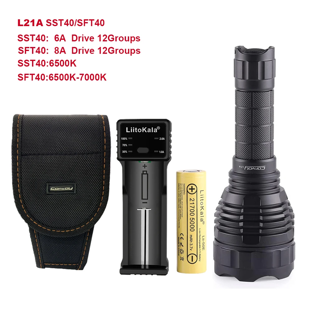 Convoy L21A Flashlight With Luminus SST40 SFT40 Powerful Led  6500K Lanterna 2300lm Linterna Torch Camping Fishing Flash Light