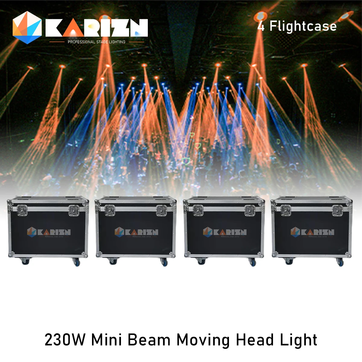 0 Tax 4Pcs Fly Case Per Mini Sharpy 230W Beam 7R Lyre 7R Moving Head Light Beam 230W Sharpy Stage Lights 230W 7R Beam Wash Spot