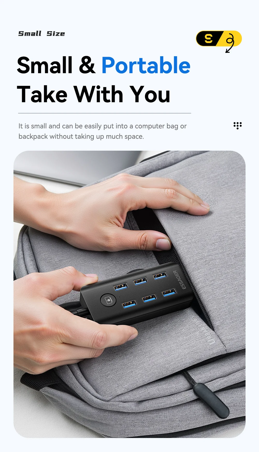 7-in-1 USB 3.0 Hub Multi USB Splitter Power Adapter 5Gbps High Speed USB Splitte