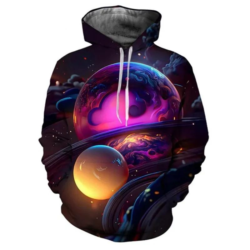 Sudadera con capucha con estampado de planetas alienígenas para hombre, sudadera informal con estampado 3D, sudadera de moda, tendencia popular, sudaderas con capucha de gran tamaño para hombre