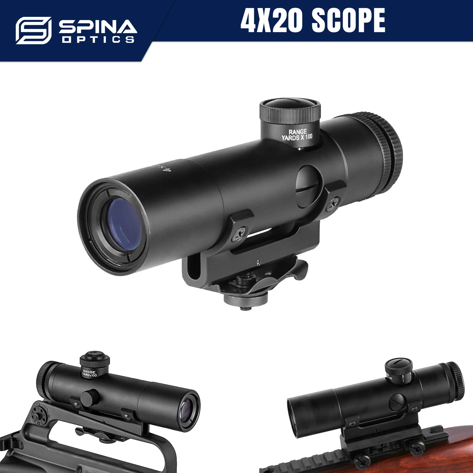 SPINA OPTICS 戦術スコープ 4X20 BDCターレット式レティクル - M16/M4