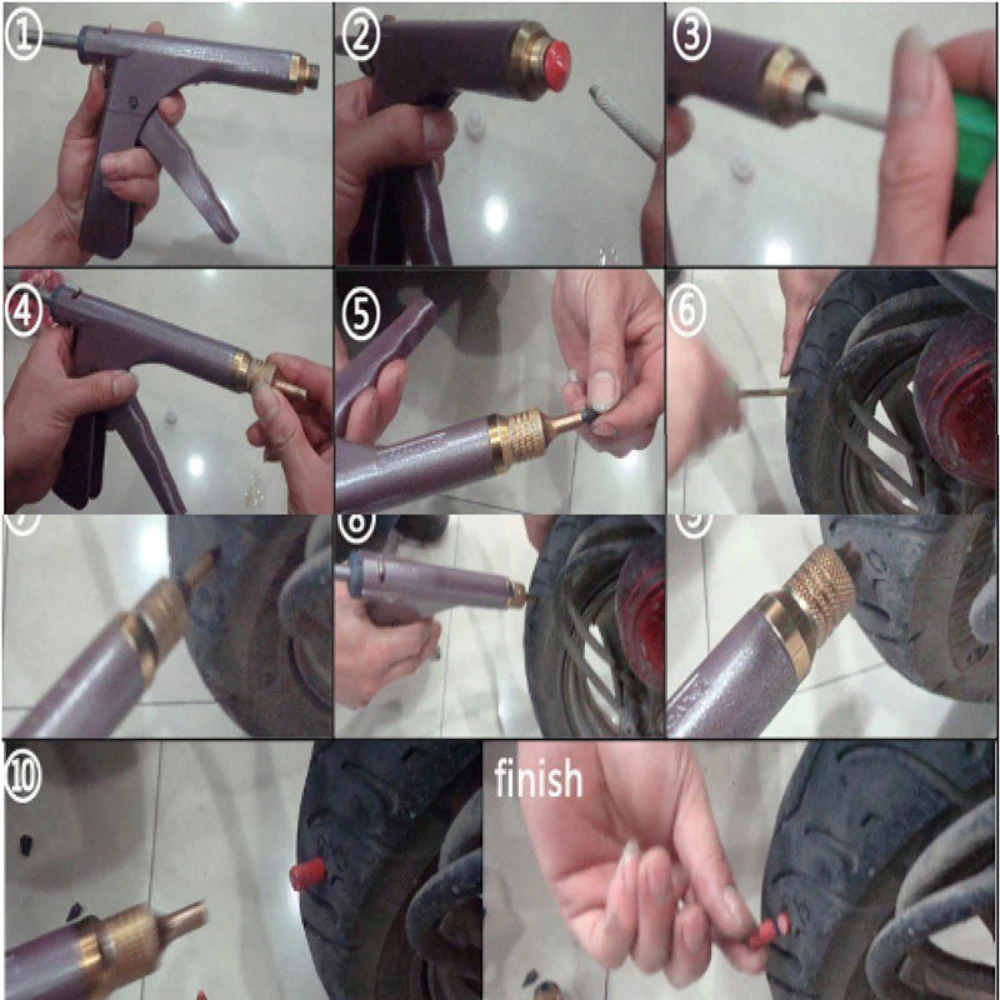 Hot Sale Motorcycle Fast Tire Repair Tools Kit Bike Tire Repair Puncture Plug Motorcycle Wheel Vacuum Gun Kit with Mushroom Nail