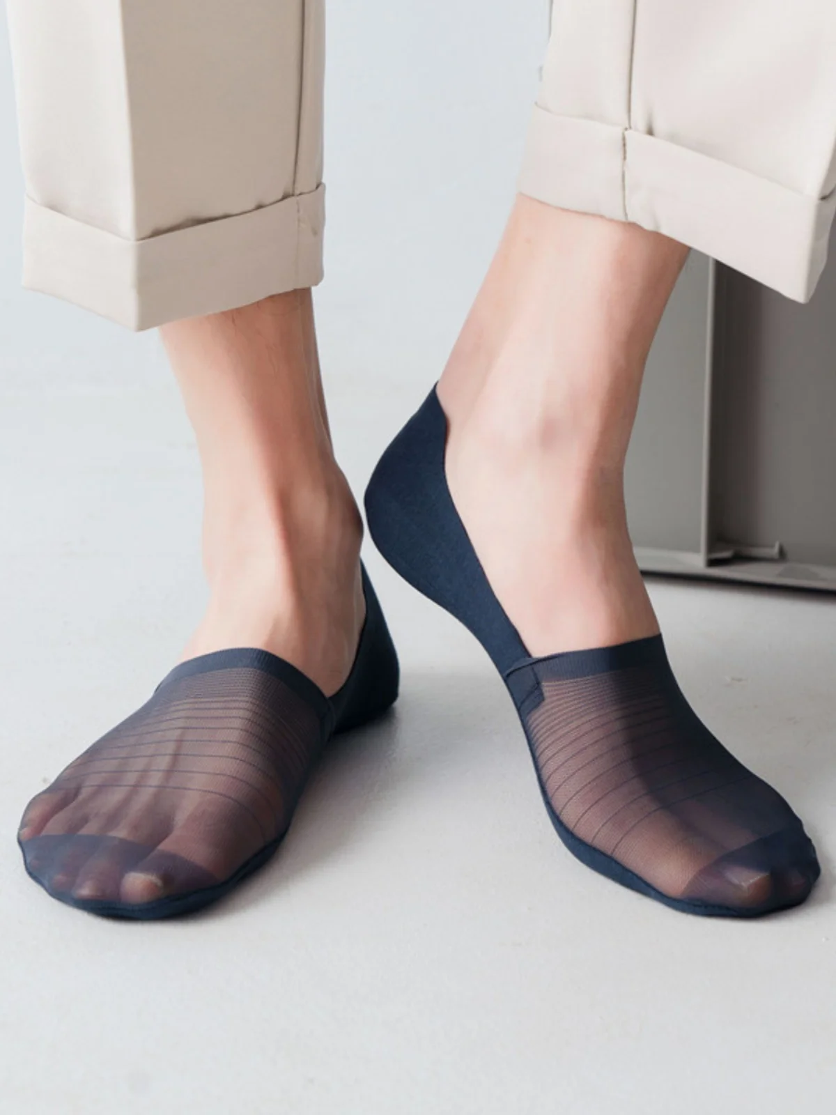Mens Ultra-Thin Invisible Boat Socks - Non-Slip Breathable Summer 3-Pair Pack