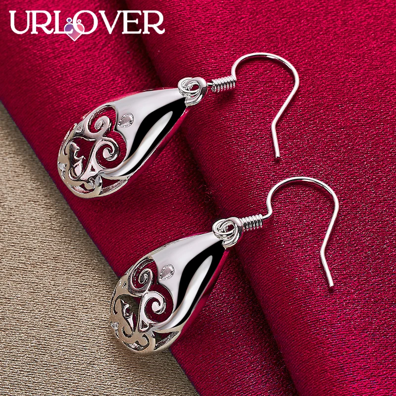 

URLOVER 925 Sterling Silver Earring For Woman Small Water Droplets Drop Earrings Lady Party Wedding Fashion Charm Jewelry Gifts