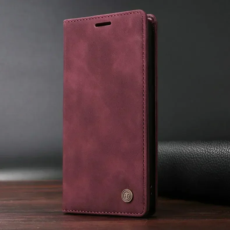 Leather Flip Wallet Phone Case with Card Holder and Book Cover Design
