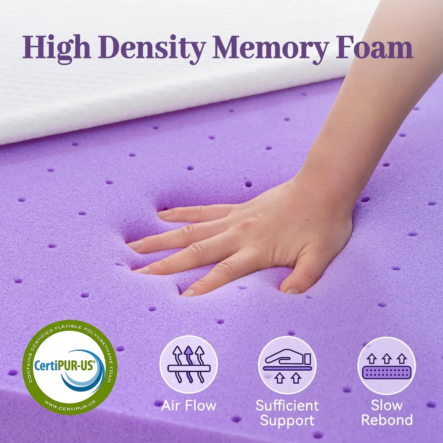 SINWEEK 3 Inch Gel Memory Foam Mattress Topper Queen Size, Ventilated High Density Pad for Back Pain, Bed Topper with Removabl 5