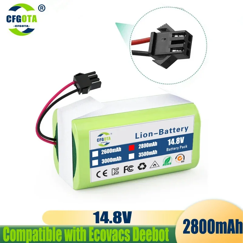 

14.8V 2.8Ah Li-ion battery for Cecotec Conga Excellence 950 990 1090 Ecovacs Deebot DN621 601/605 Eufy RoboVac 35C Panda i7 V710