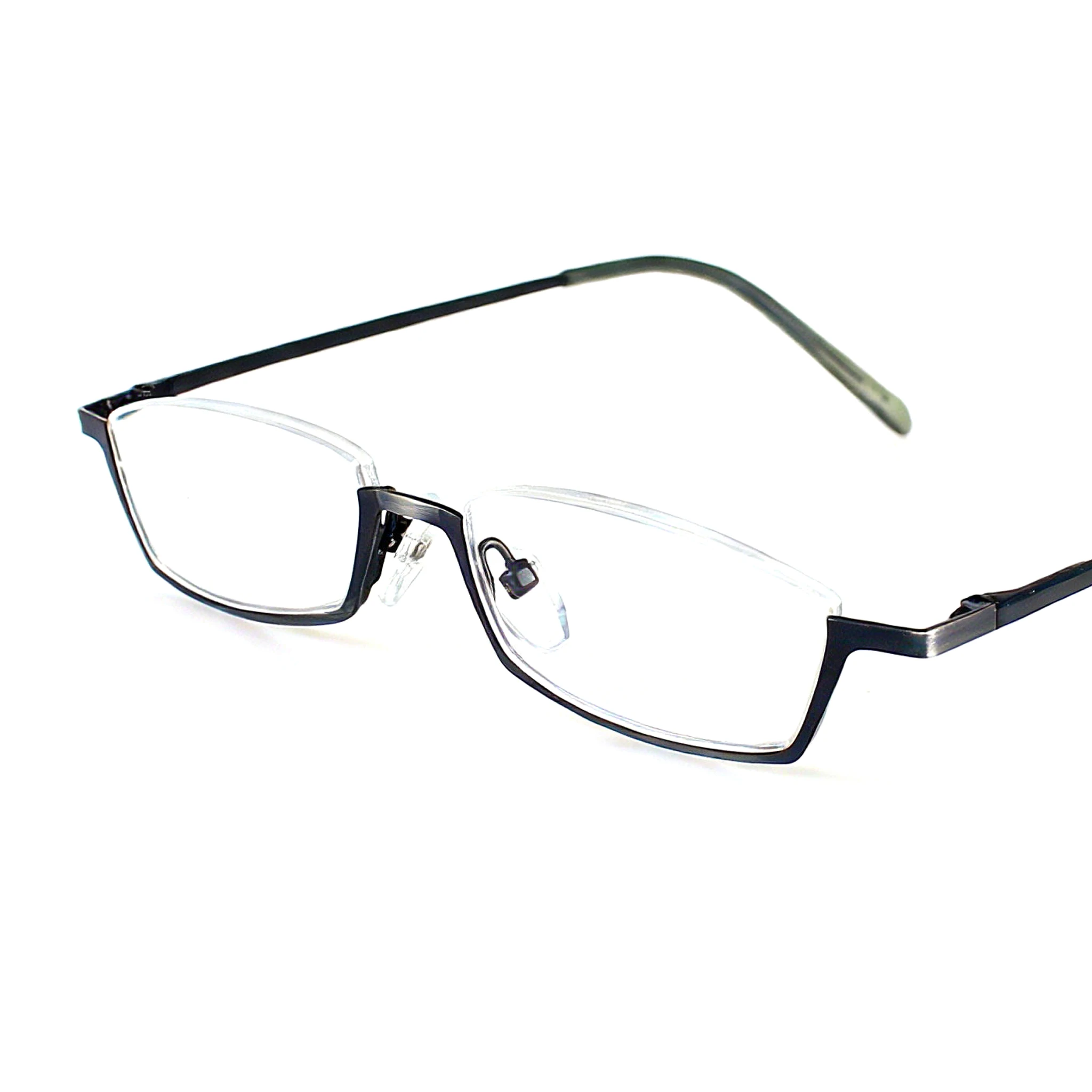 Lesebrille für Männer quadratische Legierung Brille Halb rahmen Beine können Draht ziehen Prozess grau erweitern