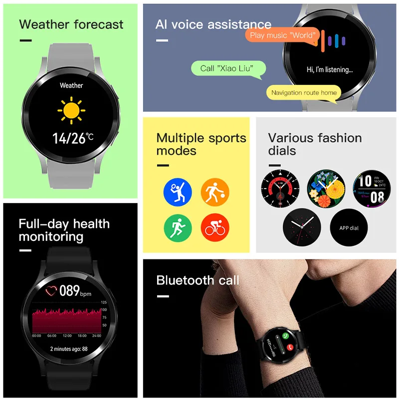 남녀공용 스마트 워치 스마트 워치, 오리지널 피트니스 방수 스포츠 연결 시계, IOS 안드로이드용