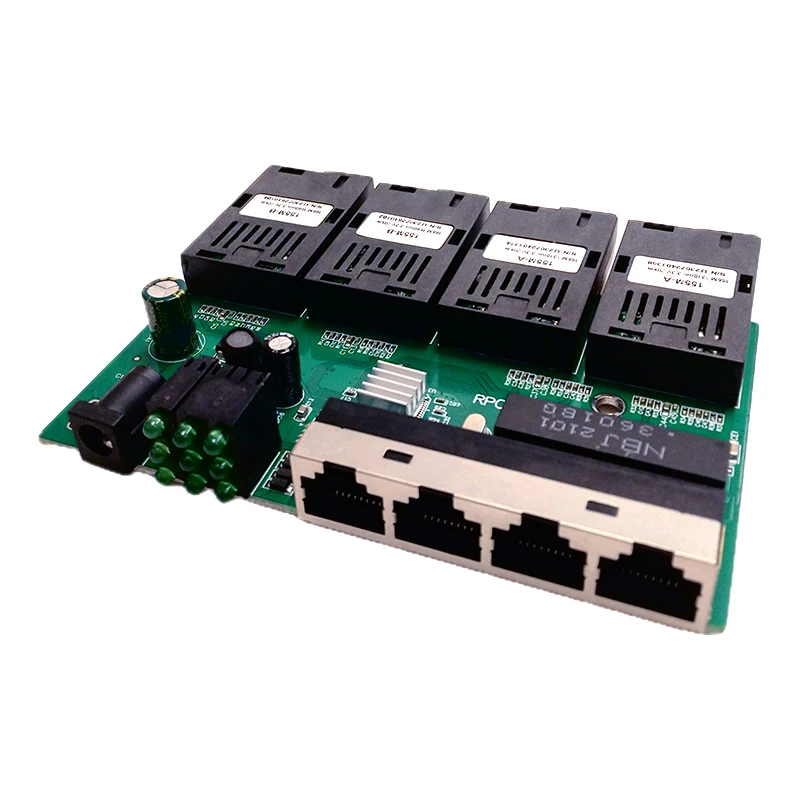 10/100M 4F4E / 4F2E POE 고속 이더넷 파이버 스위치 출력 12V 광 미디어 컨버터 이더넷 SC PCBA placa 메트로 보드