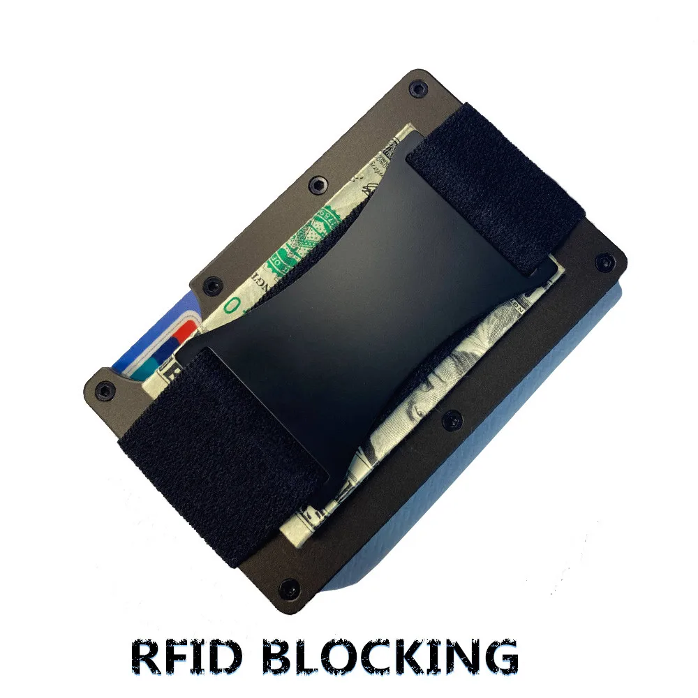 Metal Wallet for Men Slim Front Pocket RFID Blocking Minimalist Wallet Card Holder with Cash Strap