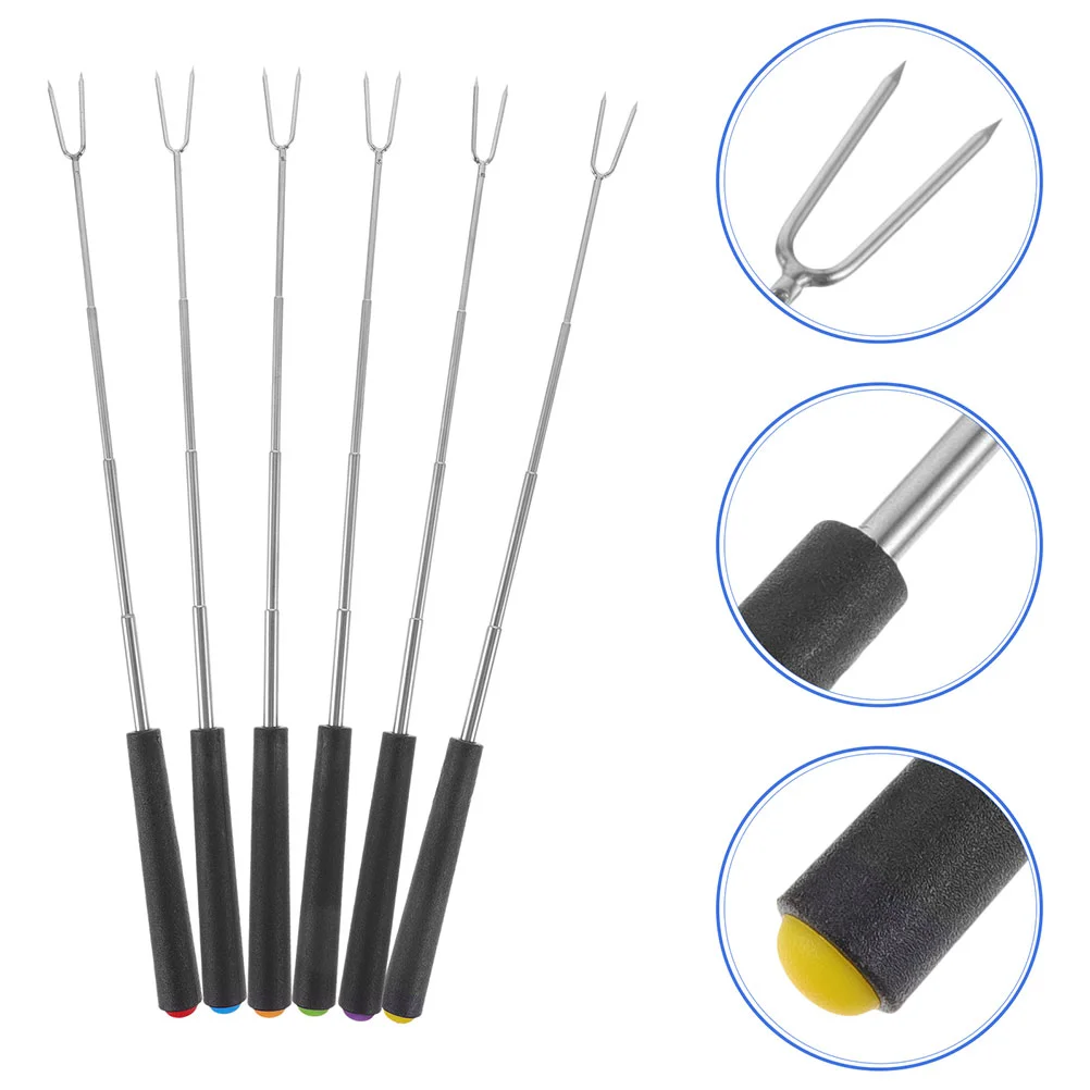 BBQ skewer set Telescopic Barbecue Fork Stainless Steel Forks Skewers 4 Pcs