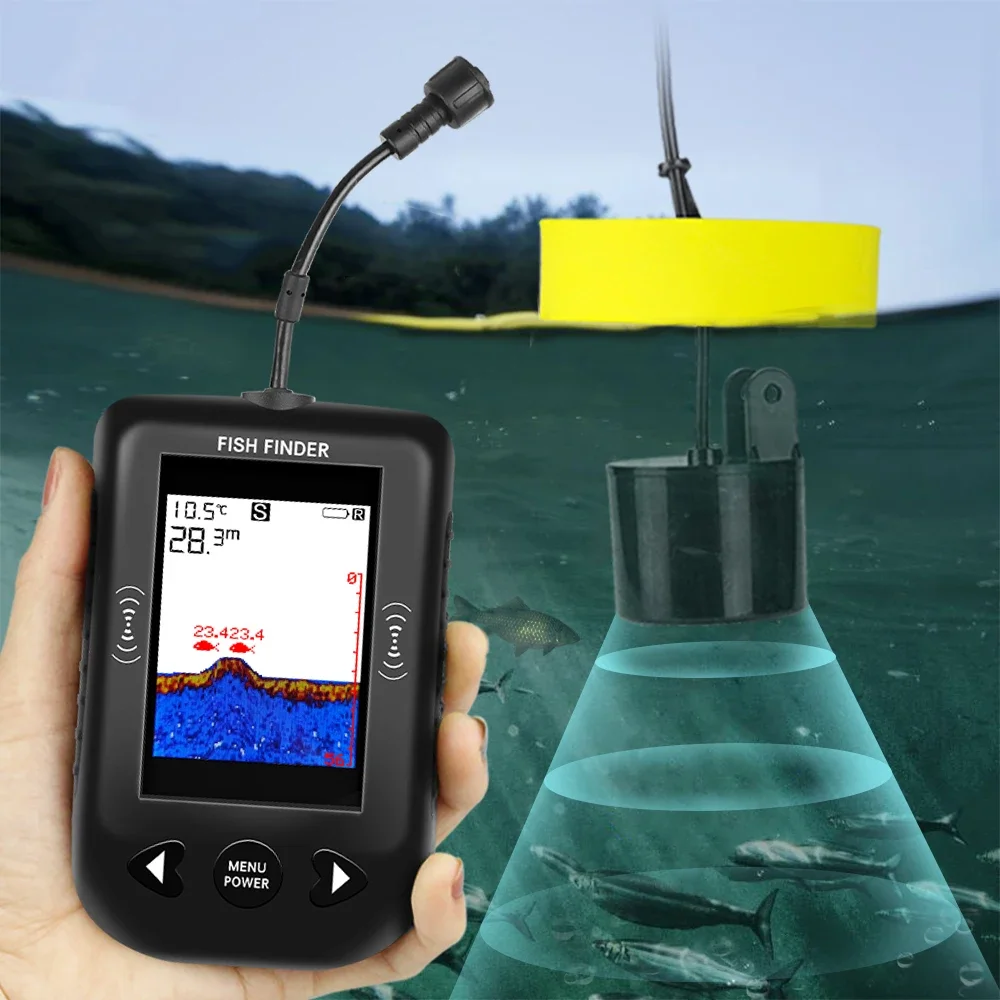 Sondeur portable avec alarme 100m couverture 45° détection poissons lac mer pêche sportive