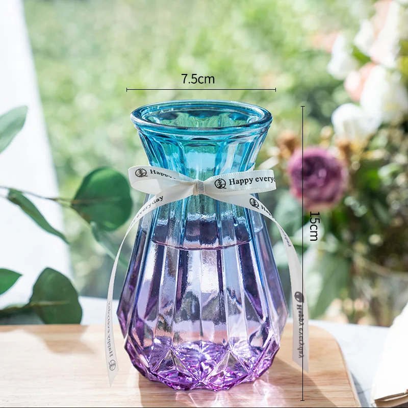 Vase en verre hydroponique extra large, transparent, porte-bonheur, bambou,  lys, saule blanc, houx, salon, fleur, Gand, européen - AliExpress
