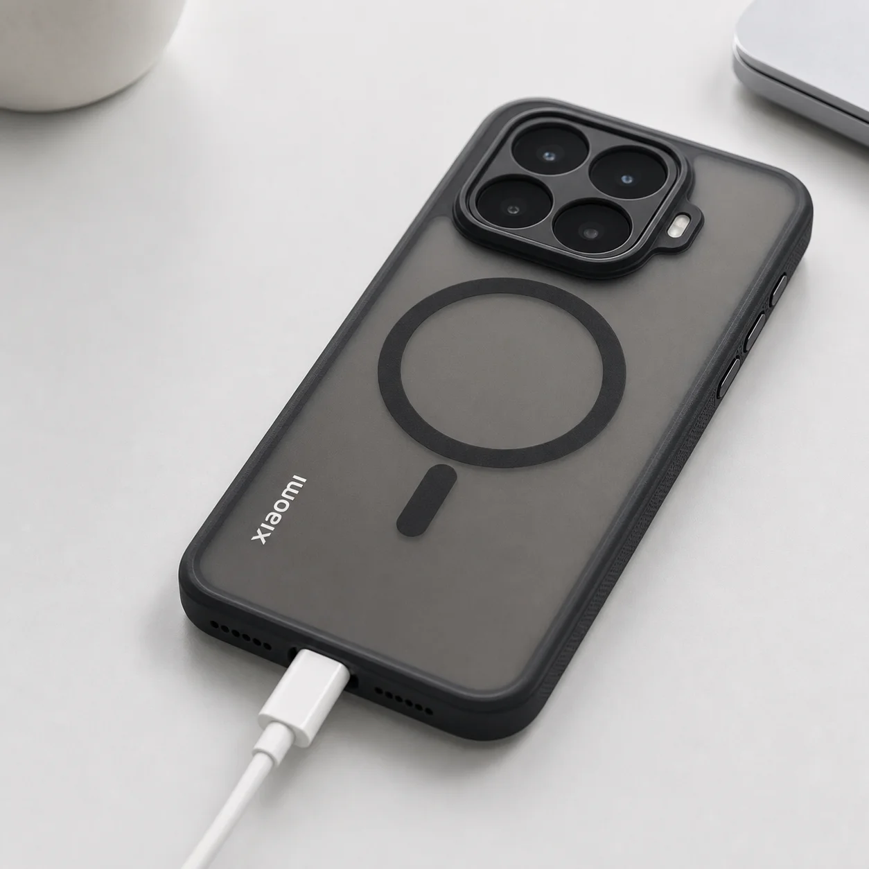 Enhanced Black Matte Translucent Case with MagSafe for Magnetic Wireless Charging