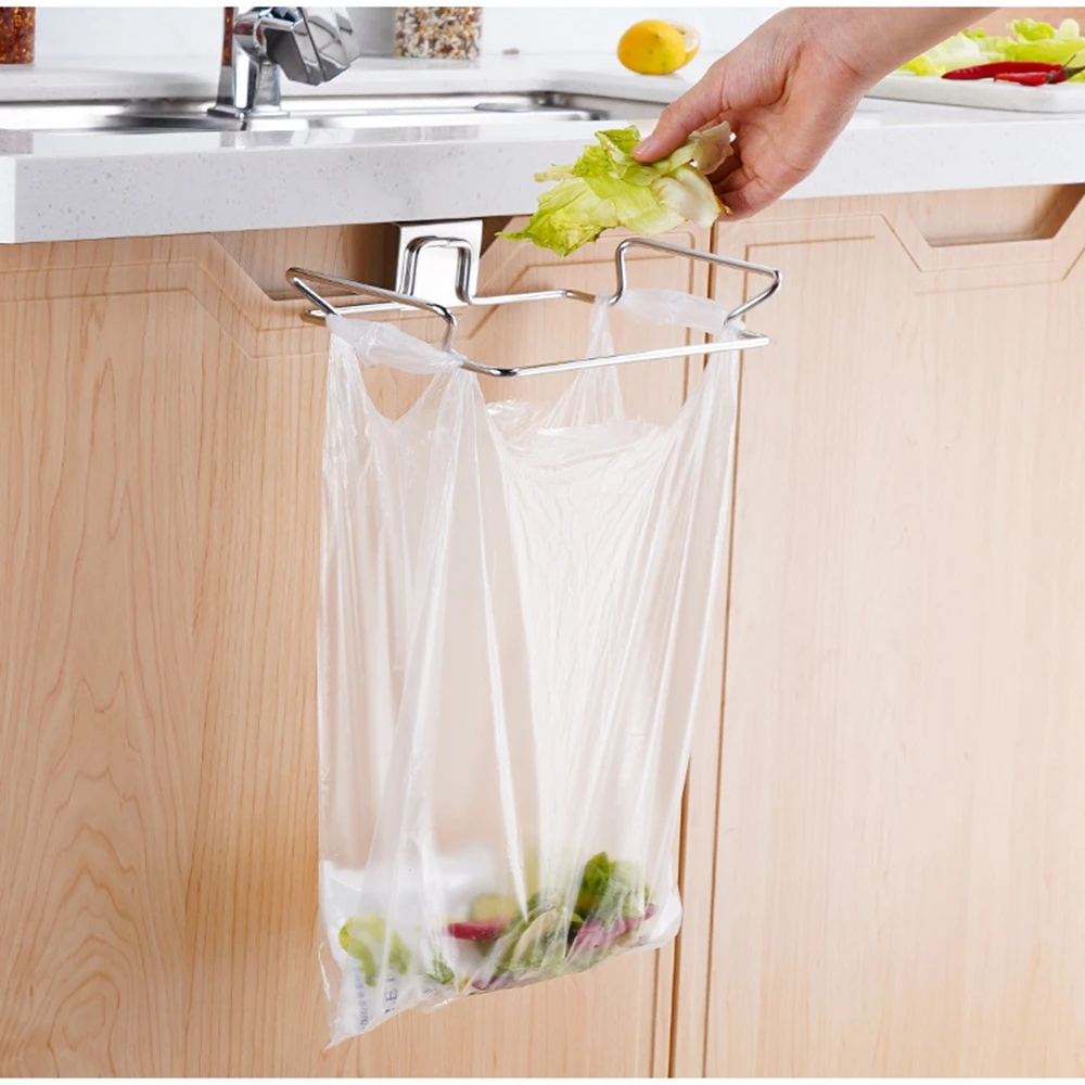 Hanging Trash Rubbish Bag Holder Garbage Rack Cupboard Storage