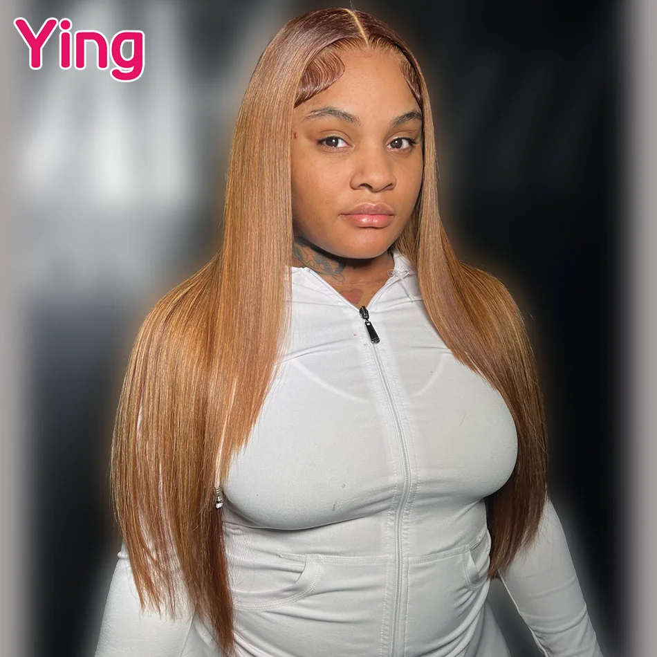 

Ying Hair Honey Blonde With Dark Root Peruvian Bone Straight 13x6 Lace Front Wig PrePlucked With Baby Hair 13x4 Wear To Go 200%