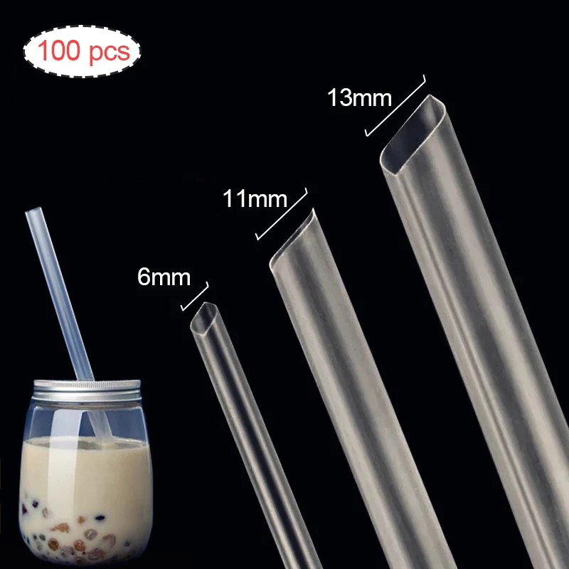 Disposable Plastic Straws Milkshake Boba Bubble Tea Drinking Straw Extra Wide Individually Packed Kitchen Bar Accessories