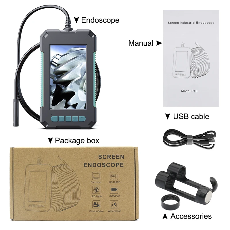 Industrial Endoscope Camera 4.3" Screen 8mm Single & Dual Lens IP68 Waterproof LED Borescope Rigid Cable for Pipe Inspection inspection camera mini endoscope camera