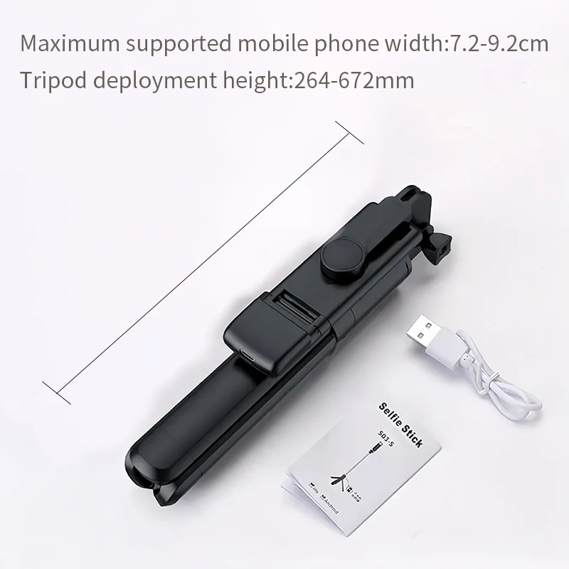 Selfie Stick Tripod 68cm Bluetooth 10m Wireless Remote Fill Light Extendable Portable Phone Stand Live Streaming Video Recording