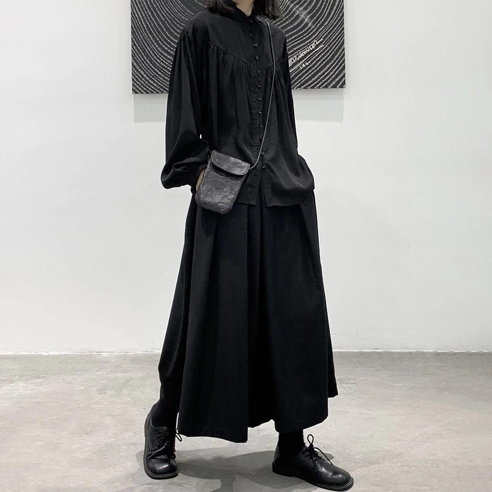 2024 New Mens Japanese Dark Style Genderless Wide Leg Pants Fashion Retro Dark Loose Casual Pants Men'S Streetwear Pants