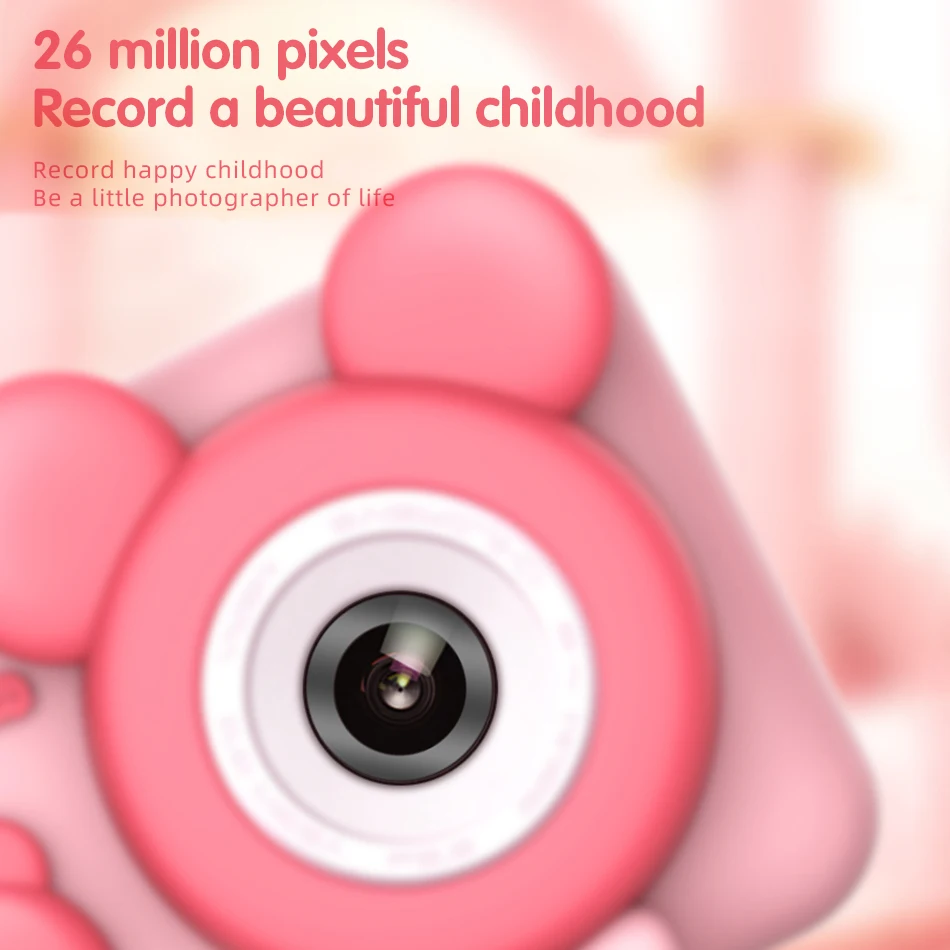 Mini Cute Children's Cartoon Digital Camera Video 2.0-Inch Display 26 Million Piexls HD Dual Camera with Tripod 32G-SD for Kids