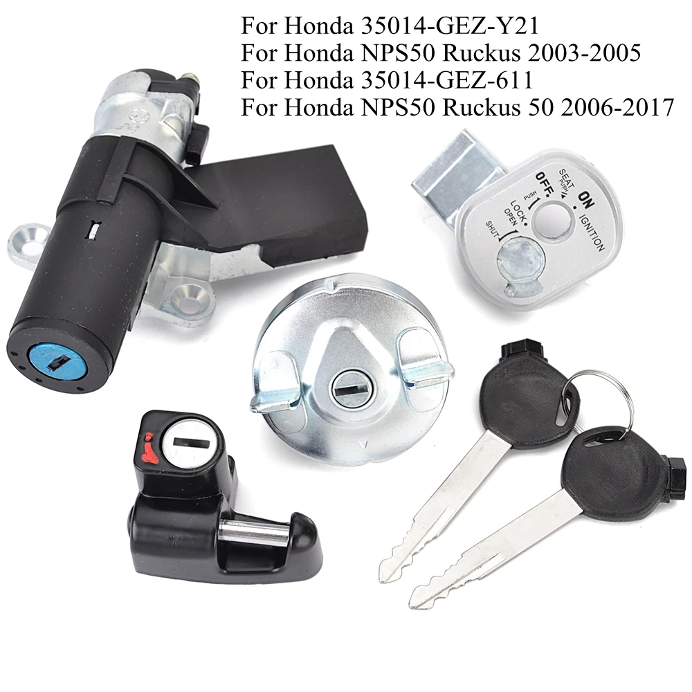 

NPS 50 Ignition Switch Lock Fuel Gas Cap Key Set For Honda NPS50 Ruckus 50 2003-2017 35014-GEZ-Y21 35014-GEZ-611