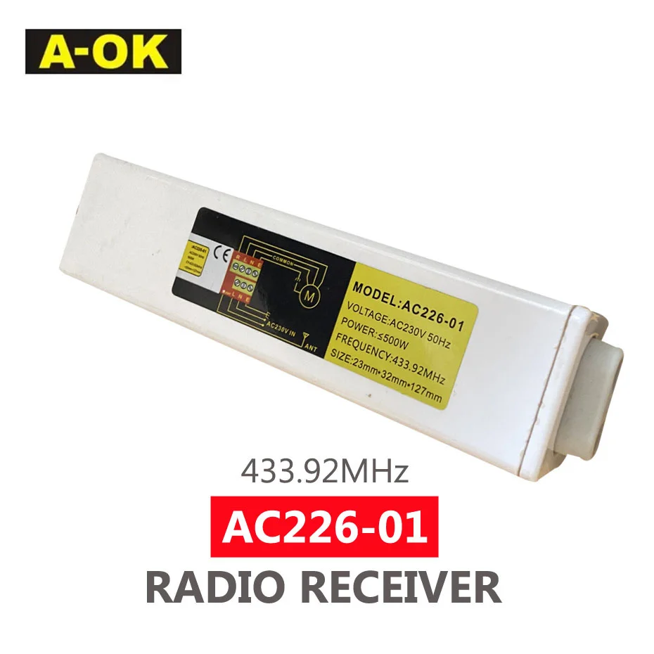 Mini Impermeável à Prova de Fogo Escondido Receptor de Rádio rf A-ok Ac22601 Rf433 Controlador Remoto Apto para Instalação Fora da Porta Ac230v 120v