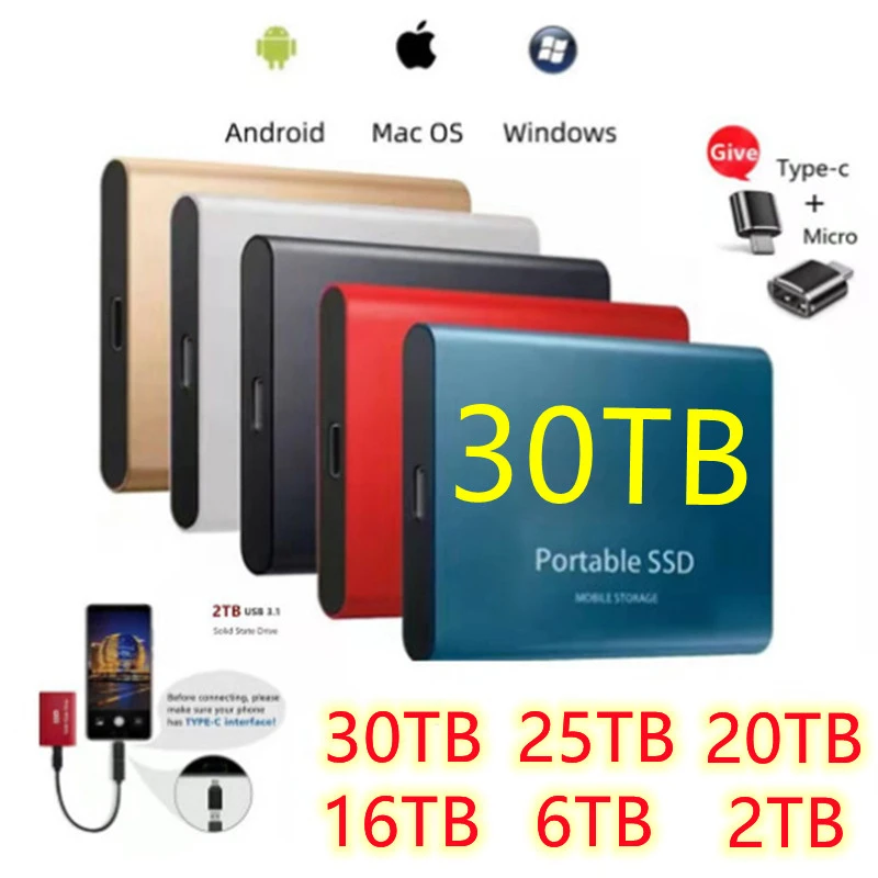 30tb Portable Ssd Hard Drive External Hard Disk High Speed Mobile Solid