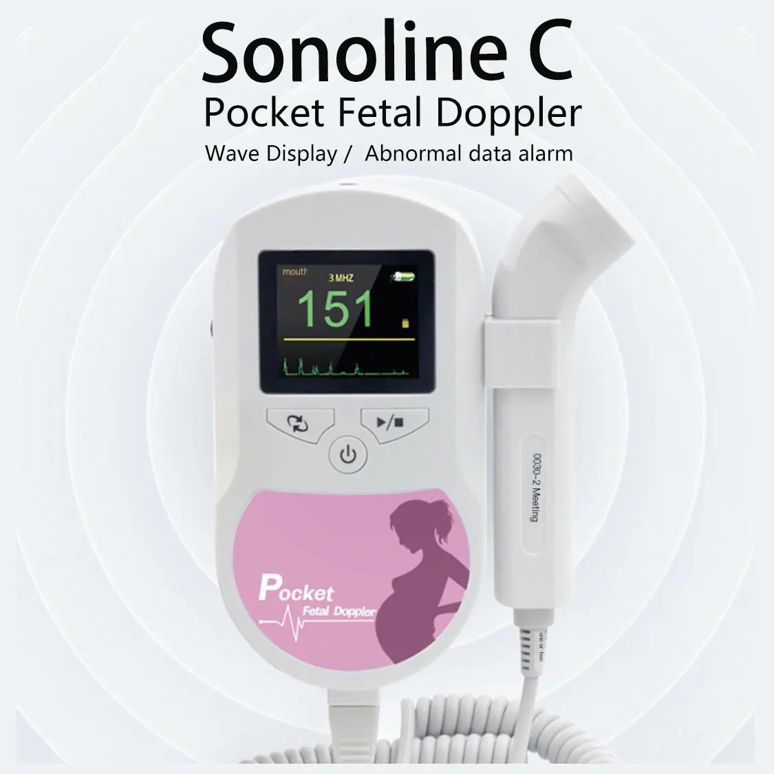 2Mhz 3Mhz 8Mhz Fetal Doppler Pocket Ultrasound Baby Heartbeat Detector Home Incinta Doppler Cardiofrequenzimetro Baby Sound C1