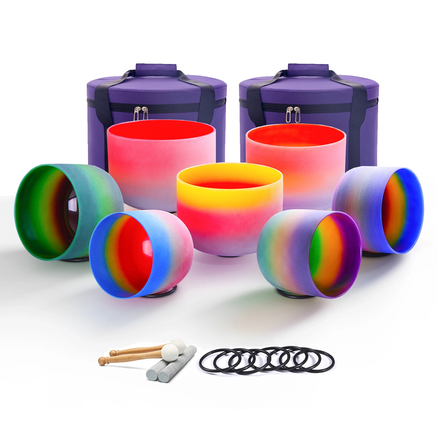 440/432Hz カラーチャクラフロストクォーツクリスタルシンギングボウル