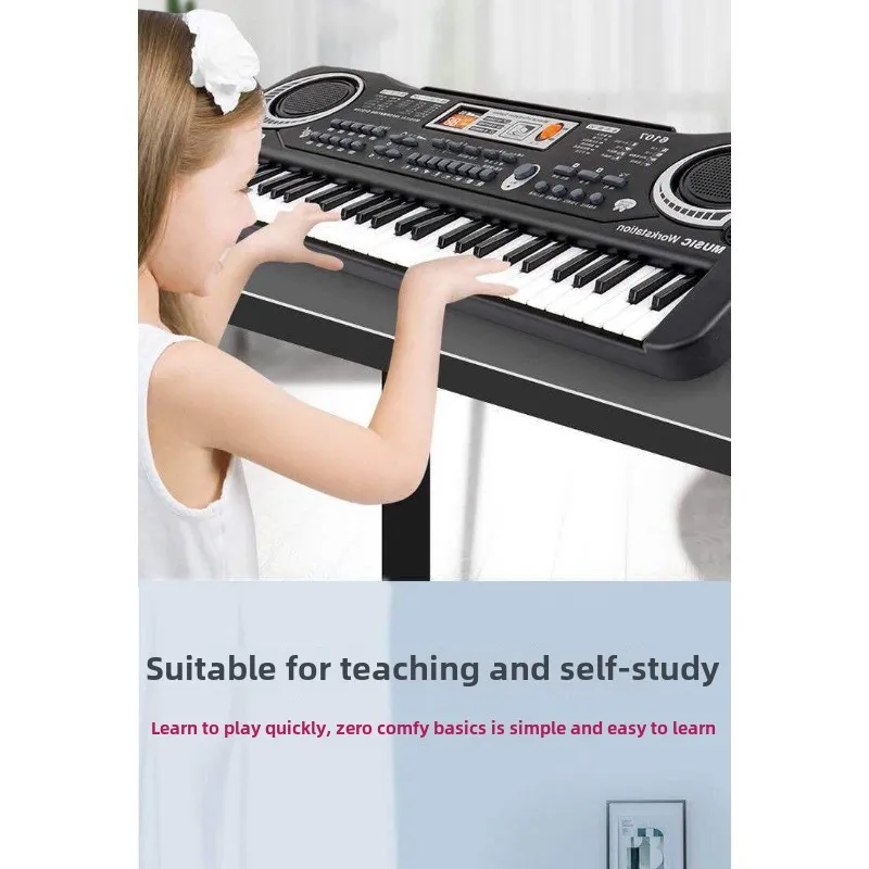 61 Keys Children's Electronic Keyboard Piano with Microphone Beginner Musical Instrument Organ Educational Toy Children's Gift
