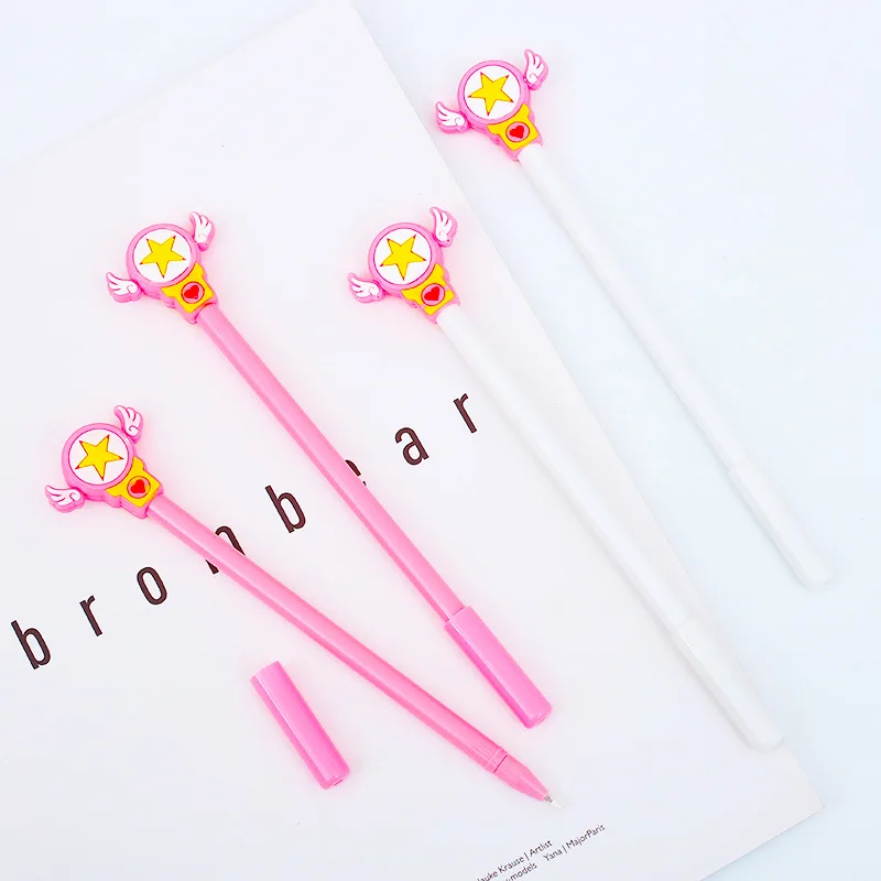 

24 Pcs Wholesale Girl Heart Star Magic Wand Black Neutral Pen Gel Creative Student Signature Pen Examination Pen Stationery