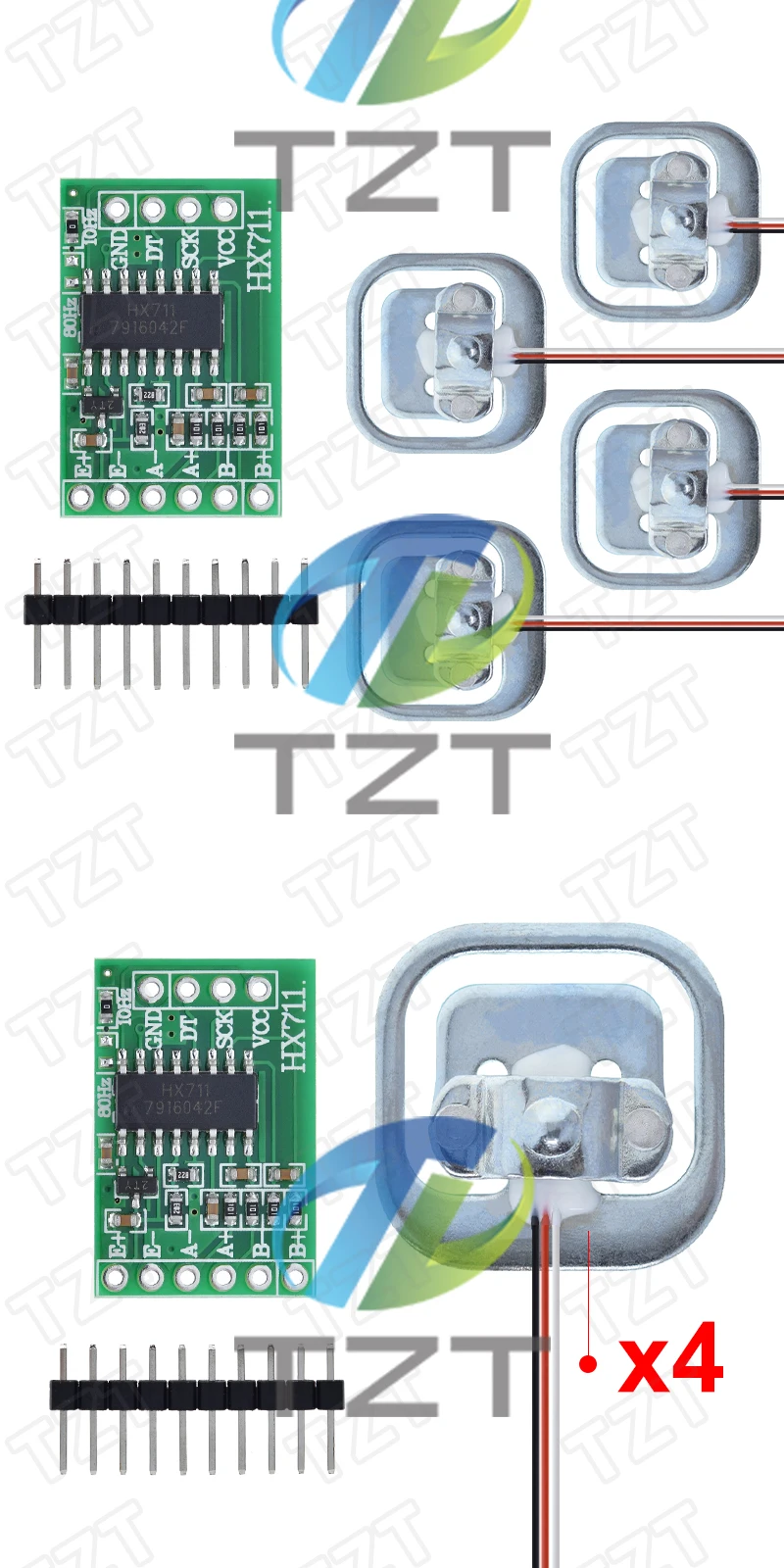 Description Picture 4 of itemHuman Scale Load Cell Weight Sensors + HX711 AD Module Weight Sensor Electronic Scale Weighing Pressure Sensor DIY Kit