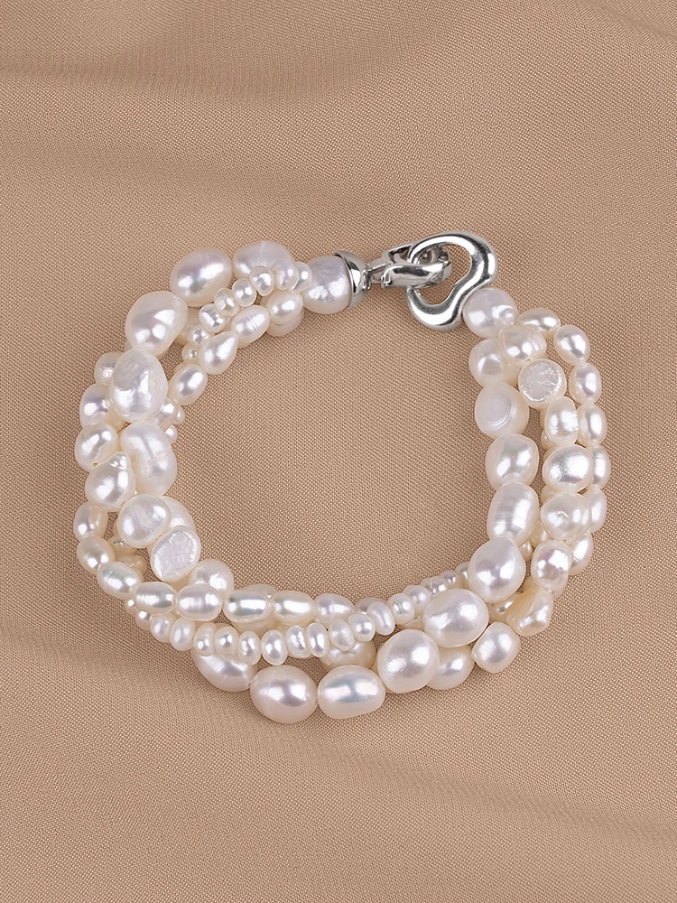 

Женский браслет с жемчугом, серебро 925 пробы, с натуральным пресноводным жемчугом