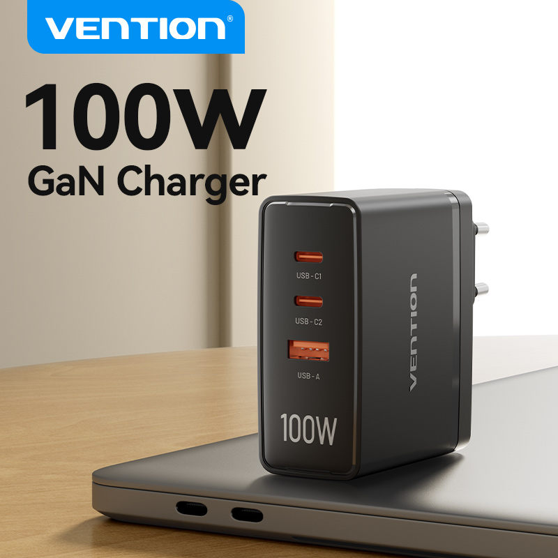 Vention 100W GaN Charger USB Type C Charger for iPhone 14 13 12 QC 4.0 3.0 USB Fast Charge for Xiaomi MacBook Tablet PD Charger