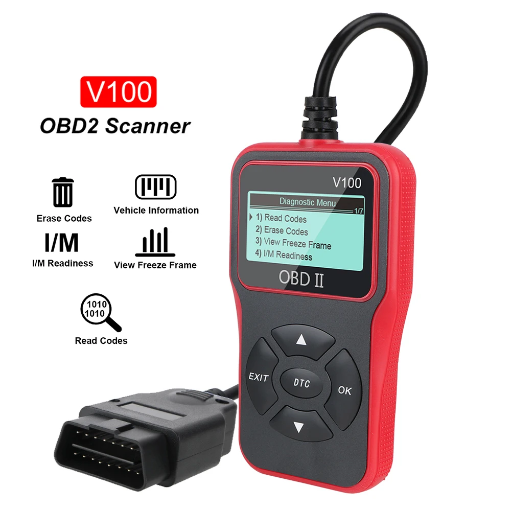 

Автомобильные аксессуары OBDII EOBD OBD2 считыватель кодов Plug and Play OBD 2 сканер универсальный цифровой дисплей V100 Автомобильные диагностические инструменты