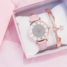 

Luxury Women's Watches Bracelet Set Starry Sky Ladies Women Watch Casual Leather Quartz Wristwatch Girl Clock Relogio Feminino
