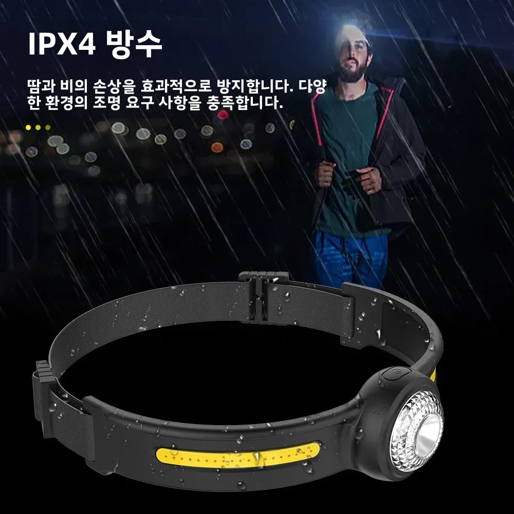 BORUiT GT10 550LM LED 헤드램프 타입-C 충전식 600mAh 스트립 헤드라이트 적색광 방수 캠핑 헤드 토치