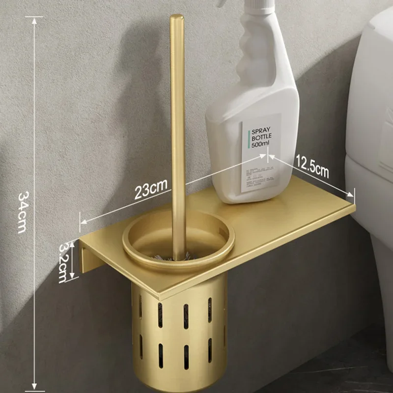 Bathroom Accessories Toilet Brush Set Toilet Brush Holder Toilet toilet brush set with no punching bathroom wall mounted space aluminum brushed gold cleaning