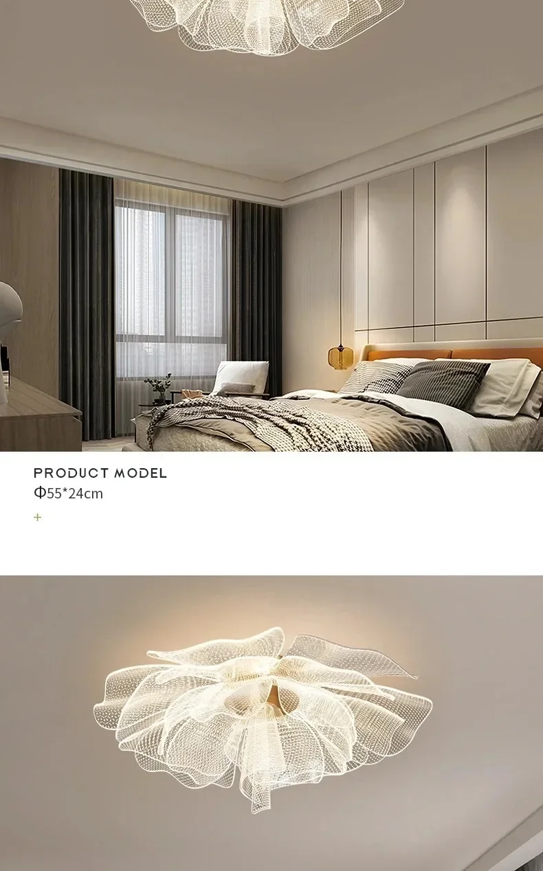 Description Picture 4 of itemLED Ceiling Light Flower Design Acrylic Lamp Study Bedroom Entrance Hallway Light Interior Gold Luxury Lighting