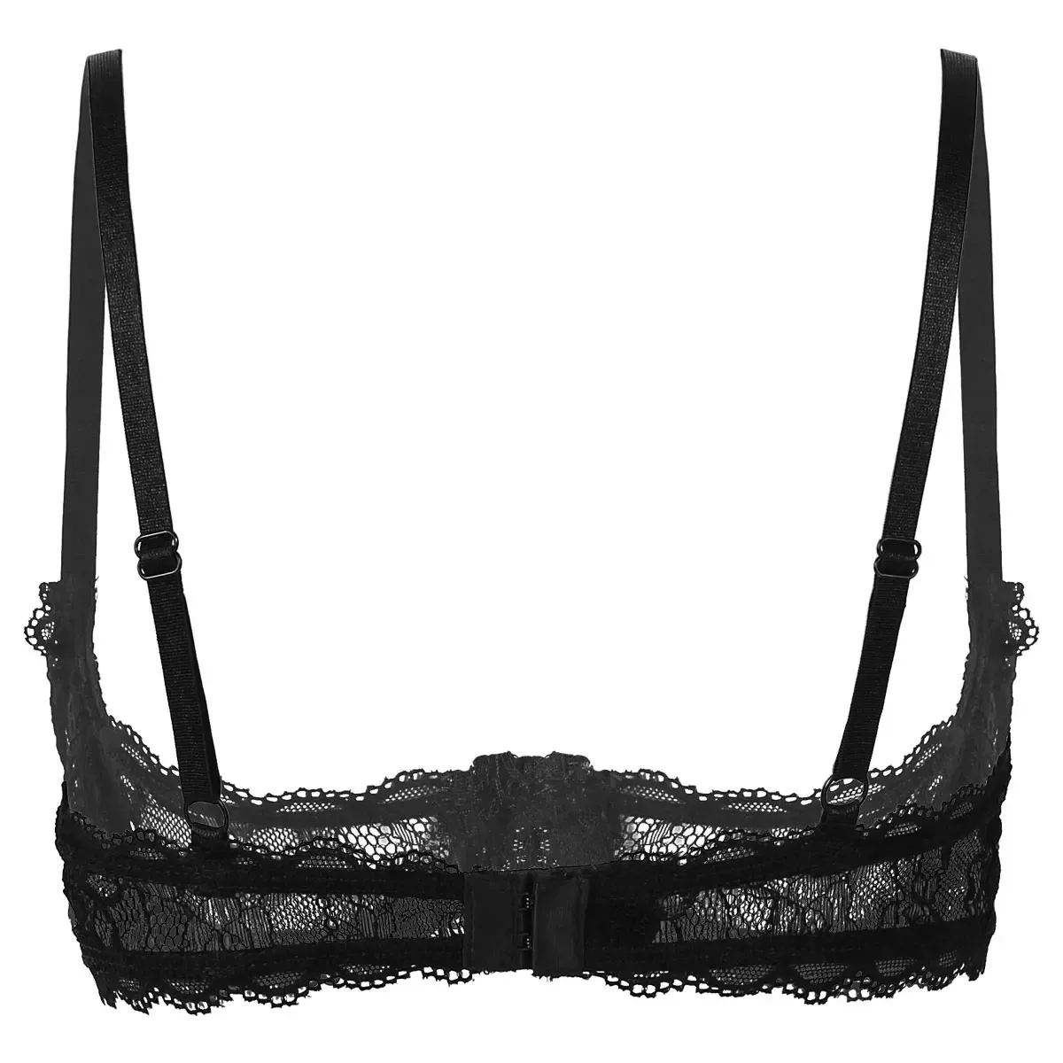 Erotic lingerie Women strapless bras Womens See Through Sheer Lace Lingerie Bare Open Breast Bra 1/4 Cups Push Up Underwire Tops