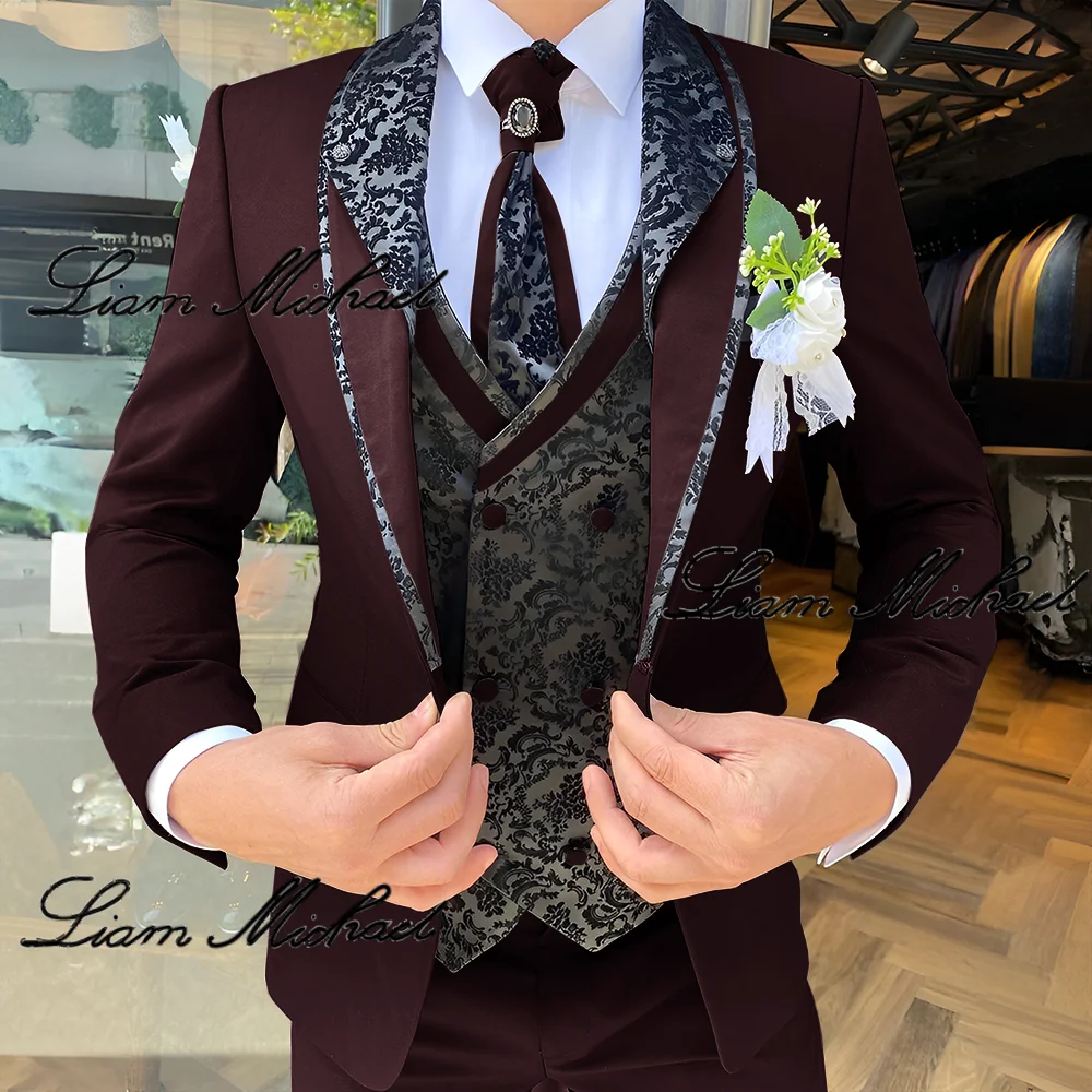 Beige Men's Suit 4-piece Set Wedding Groom Tuxedo Party Dress Elegant Men's Suit XS-5XL mens suit