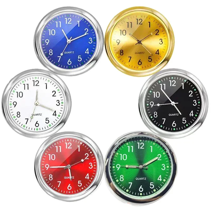 Mini Car Clock Air Outlet Dashboard Clock 40mm Alloy Luminous Clock Auto Digital Electronic Watch Quartz Clocks Automobile Interior Decor Accessories