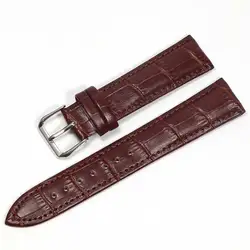 Premium Genuine Leather Watchbands with Steel Pin Buckle - High-Quality Wrist Strap Bracelet for 24mm (Brown silver)