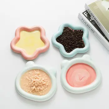 New Cat ceramic bowl cute weet cat food bowl large caliber anti knock home aesthetic decoration desktop ornament display plate