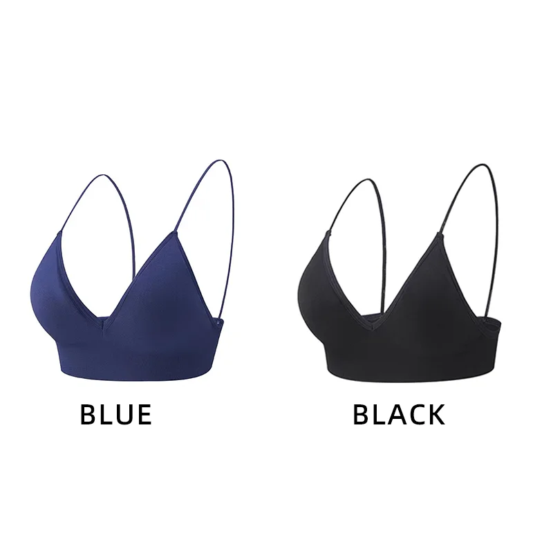 Women Seamless Bra Camisole Underwear S M L Breathable V Neck Gather Up Sports Fitness Yoga Casual
