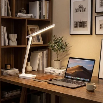 Folding LED Desk Lamp USB Touch Control Dimmable Rechargeable Eye-Caring Light Adjustable Brightness Portable Lamp for Reading H 1