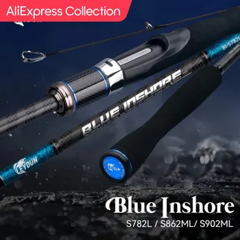 AliExpress 컬렉션 블루 인쇼어 낚싯대, 해안 방파제 배스 로드, S782L, S862ML, S902ML, 바닷물 조명, 빠른 2 섹션